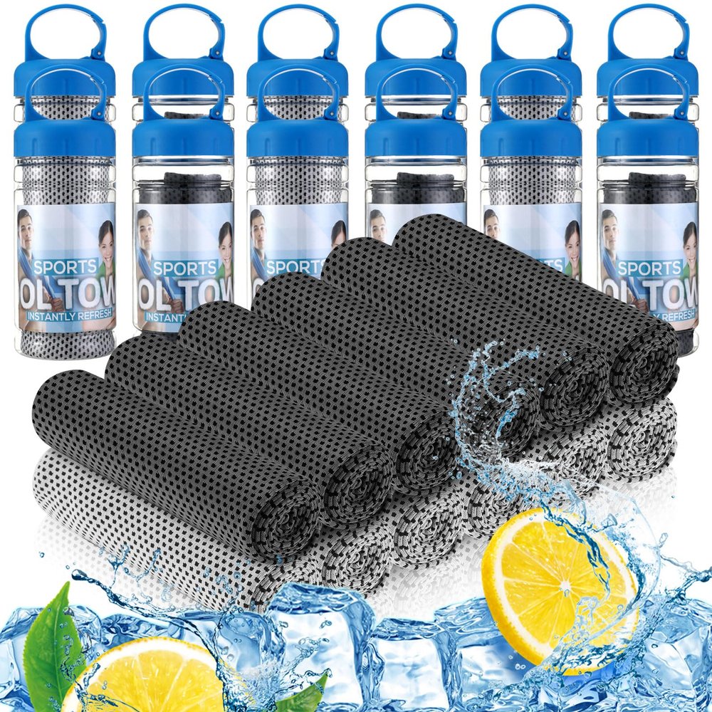 12 Pack 32 x 12 In Cooling Towels Bulk for Neck and Face Microfiber Ice Towel Sweat Towels Breathable Soft Chilly Towel Portable Cool Neck Rags for Yoga Sport Gym Workout Fitness (Gray, Dark Gray)