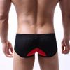 JEsilunmaMY Mens Color Block Mesh Boxer Briefs Low Waist Support Pouch Boxer Underwear Stretch Breathable Hollow Underpants (Red-1PC,Small) view 4