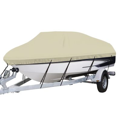ANZAGA 600D 100% Waterproof Trailerable Boat Cover Fits Bass Boat, V-Hull, Runabout, Heavy Duty Marine Grade Boat Cover,23'to24'102"