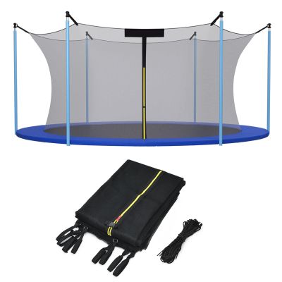 GYMAX Trampoline Net, Trampoline Enclosure for 8 10 12 14 15 16Ft Round Trampoline with Double-Headed Zippers & Buckles, Sun-Protective Trampoline Replacement Net (Inside Net 8FT 6Poles)