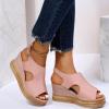 Hbeylia Wedge Sandals for Women Dressy Summer,Women's Platform Wedge Sequin Leather Cut Out Sandals Mid Heel Buckle Ankle Strap Slingback Open Toe Sandals for Women Casual Outdoor Sandals view 2