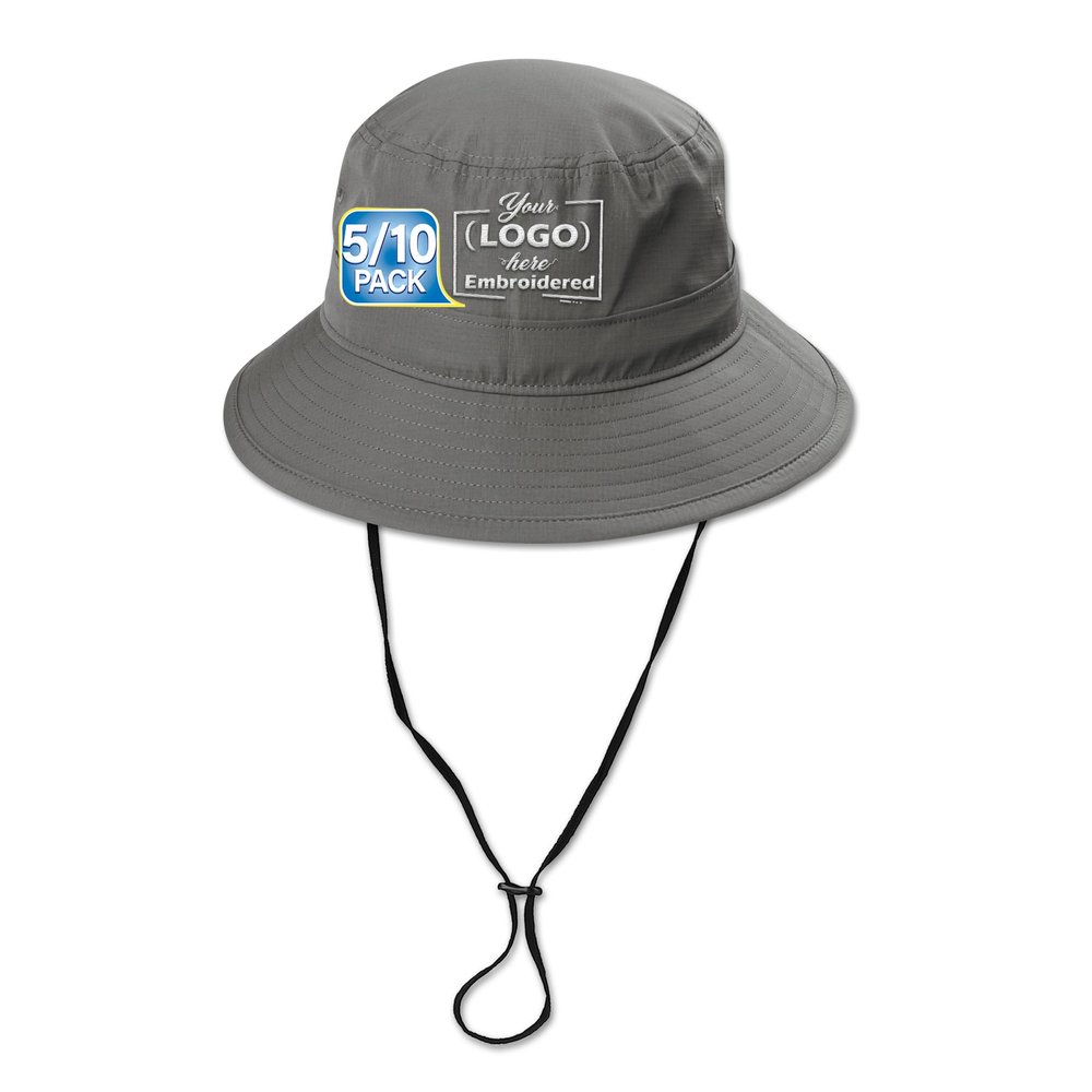 Custom Embroidered Bucket Hat Add Your Logo Adjustable UPF 30+ Travel Fishing Sun Hats Small/Medium Grey