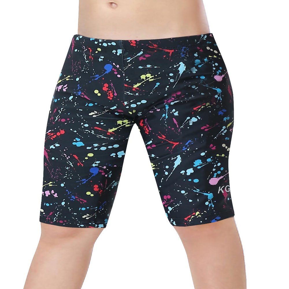 KGKE Boys-Swim-Jammers Youth-Athletic Swimming-Shorts Quick-Dry - with Drawstring Kids Soft Swimsuits UPF 50+(Color Splash,S)