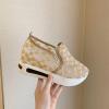 Hbeylia Platform Wedge Sneakers for Women Fashion Embroidery Floral Mesh Air Comfort Chunky Sole Hidden High Heels Slip On Loafers Breathable Walking Work Shoes with Arch Support view 2
