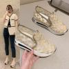 Hbeylia Platform Wedge Sneakers for Women Fashion Embroidery Floral Mesh Air Comfort Chunky Sole Hidden High Heels Slip On Loafers Breathable Walking Work Shoes with Arch Support view 4