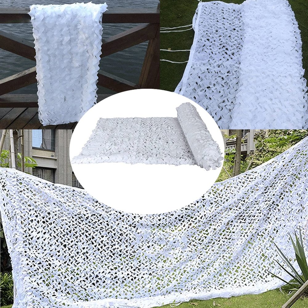 XIGOUZIQU White Reinforced Camouflage Net, Camouflage Pattern Nets for Theme Decoration Garden Pergola Shade Net, Camo Netting Hunting, Camping (Size : 10x15m/32.8x49.2ft)