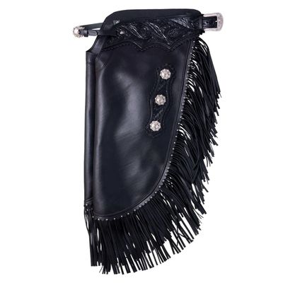 Custom Made Leather Western Chinks Chaps for Men Women Kids Unisex Handmade Floral Tooled Yoke (Kids)