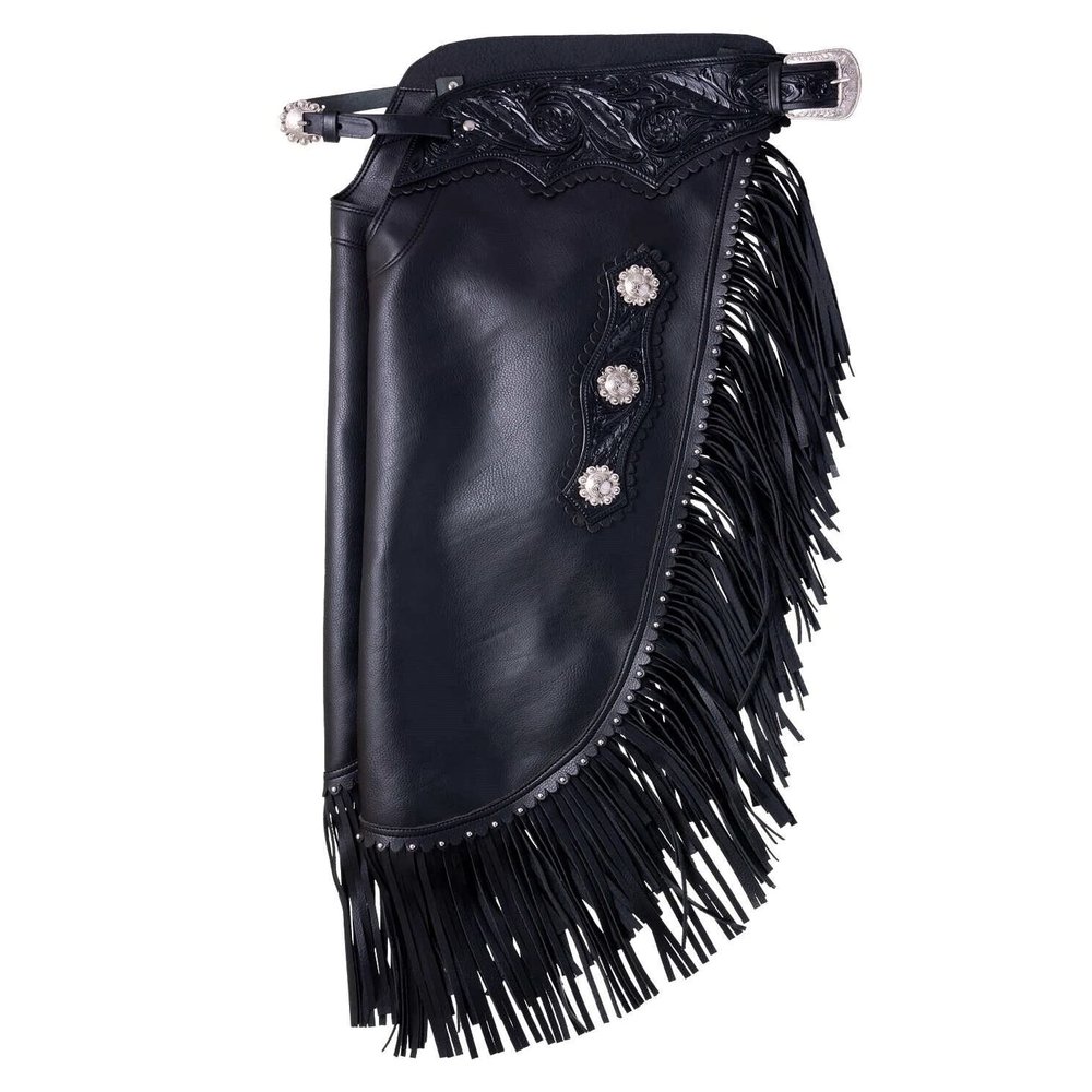 Custom Made Leather Western Chinks Chaps for Men Women Kids Unisex Handmade Floral Tooled Yoke (Kids)