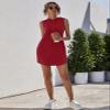 Womens Dresses Drawstring Sleeveless Hooded Dress (Color : Burgundy, Size : Medium) view 2