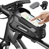 Bike Phone Holder Bike Frame Bag Bike Phone Holder Bag Touchscreen Bike Bag Phone Mount Bag Bike Cell Phone Bag for Men Compatible Phone Under 7.2''(Included Bicycle bag rainproof cloth & bike bell view 1