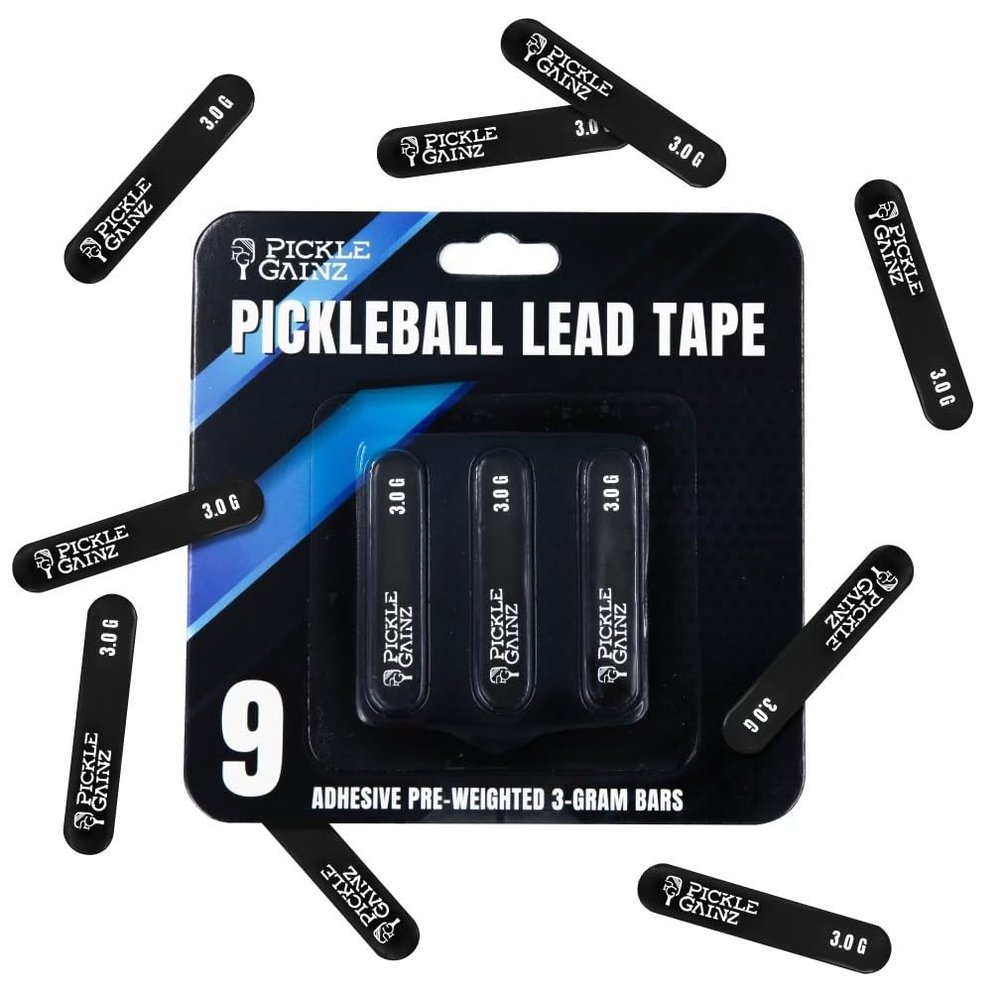 Pickle Gainz - 9 Pack 3g Weighted Lead Tape for Pickleball Paddles - Pre Cut Adhesive Pickleball Lead Tape for Paddle to Improve Control, Power, Spin - Pickle Ball Racket Weighted Edge Bars - Black