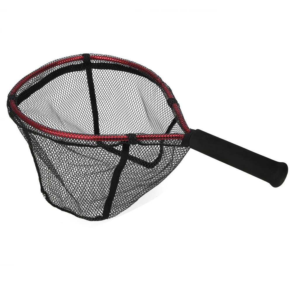Pilipane Floating Fishing Net, Aluminium Alloy Handheld Fish Landing Net, Portable Small Hand Brailer Rubber Coated Landing Net for Kayak, Steelhead, Salmon, Boat Fishing, Easy Catch & Release(red)