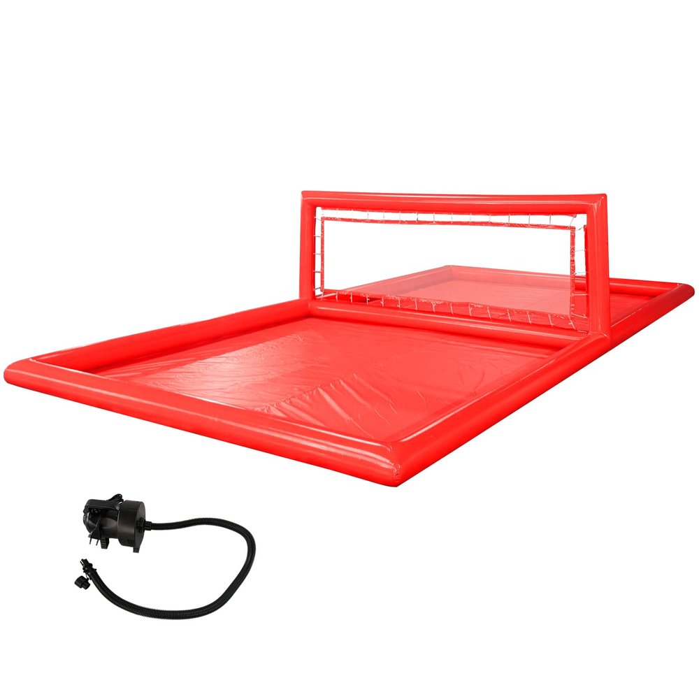 Large Inflatable Volleyball Court Red Beach Volleyball Net with Air Pump, 33FT Commercial Volleyball Pool for Adults and Kids Outdoor Sport Game Backyard