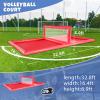 Large Inflatable Volleyball Court Red Beach Volleyball Net with Air Pump, 33FT Commercial Volleyball Pool for Adults and Kids Outdoor Sport Game Backyard view 2