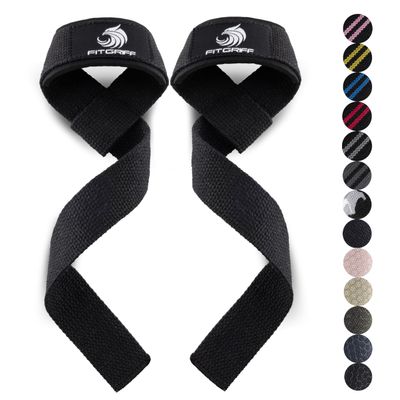 Fitgriff Lifting Wrist Straps for Weightlifting, Gym, Deadlift, Workout (Made of Premium Cotton & Padded) - Men & Women (XS, Black-Original)