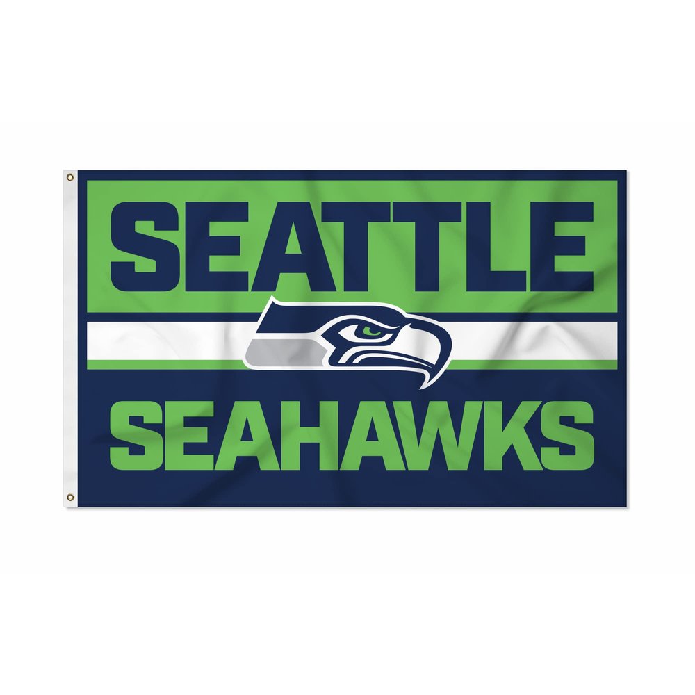 Rico Industries NFL Football Seattle Seahawks Bold 3' x 5' Banner Flag Single Sided - Indoor or Outdoor - Home Dcor