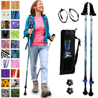 York Nordic Motivator Walking Poles for Balance and Rehab - Patented Stability Grips - Lightweight, Adjustable, and Collapsible - 2 Pieces Adjustable w/flip Locks - Heights 4'6" up to 6'2" - 230 lbs