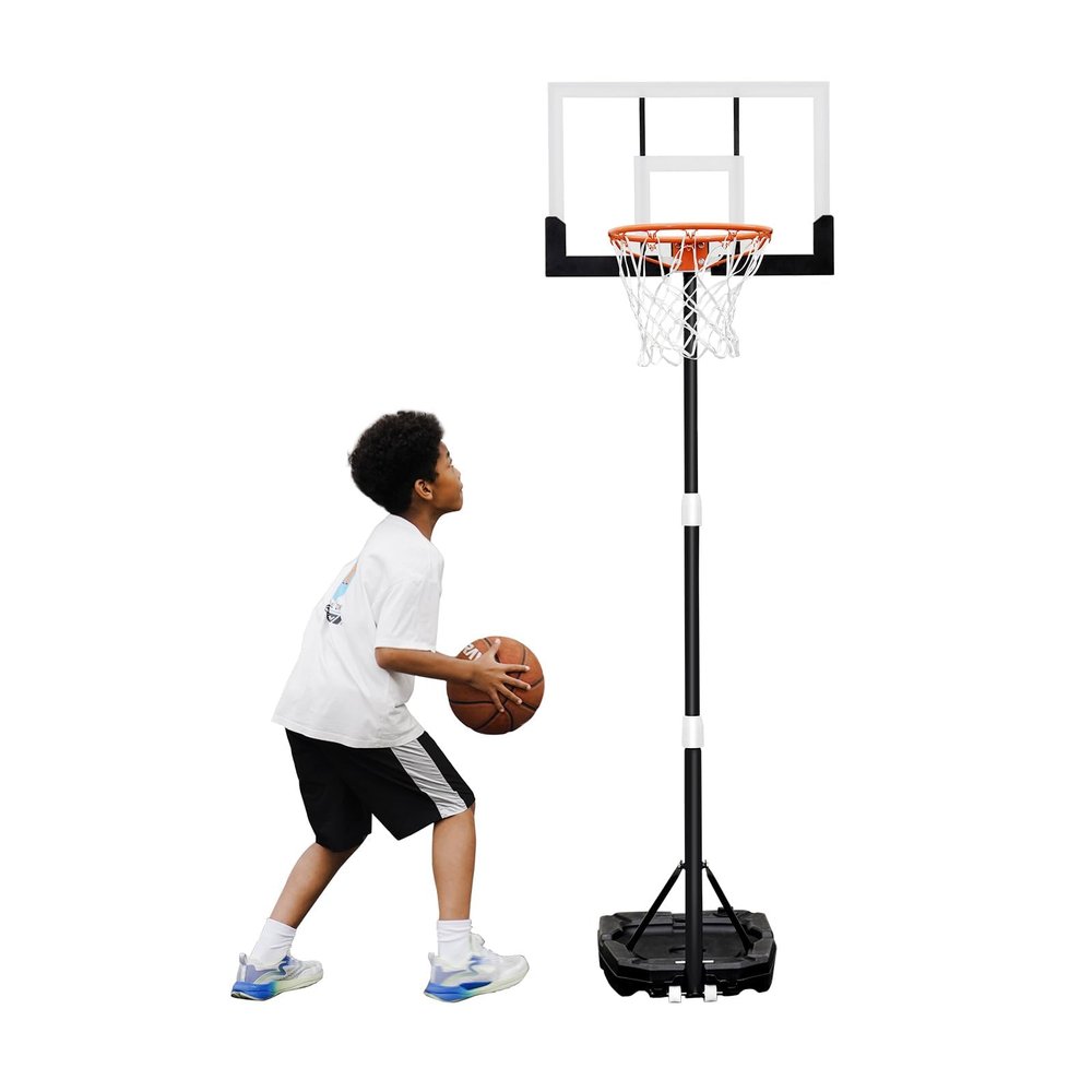 Seray Kids Basketball Hoop Outdoor 3.2-7.2FT 10s-Quick-Adjust, Swimming Pool Basketball Hoop for Kid/Adult/Toddler in Poolside/Backyard/Driveway/Indoor, 29 in Shatterproof Backboard and Enlarged Base
