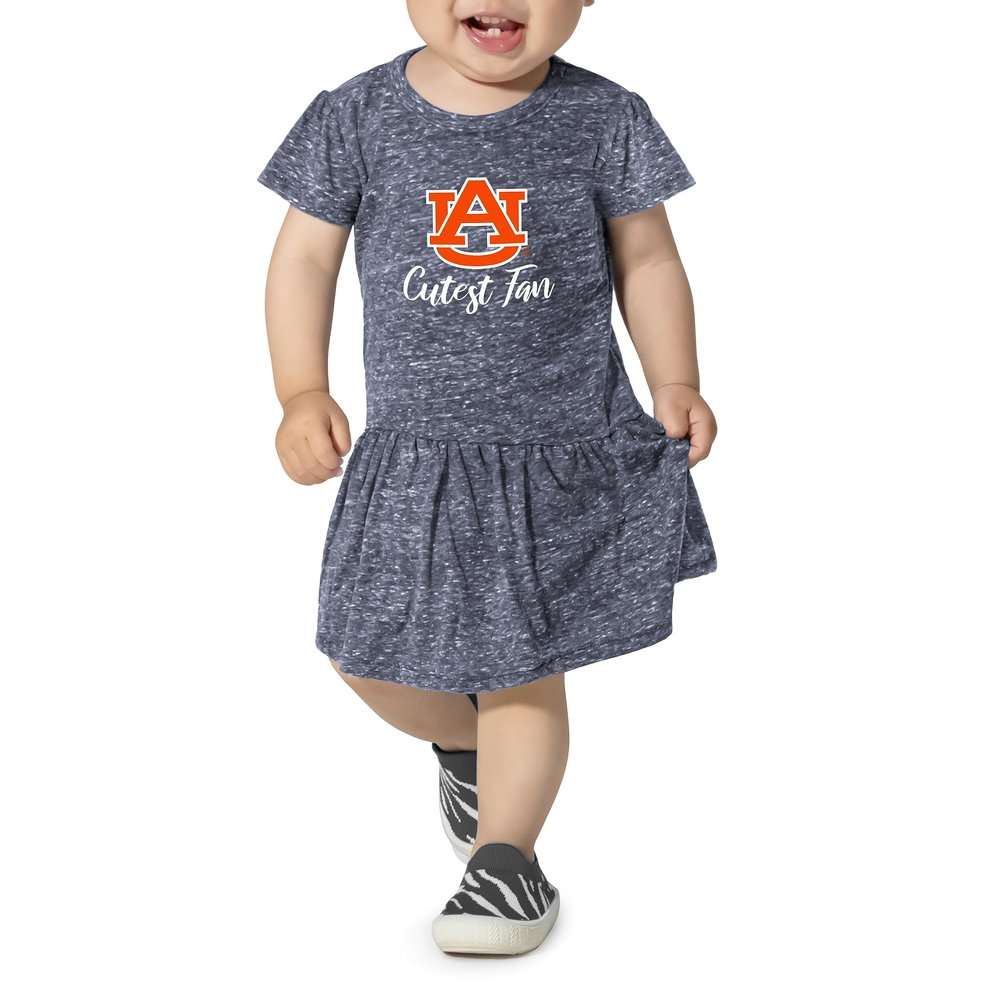 Little King NCAA Infant Girls Knobby Dress-Cutest Fan-Auburn-Heathered Navy-12 Months