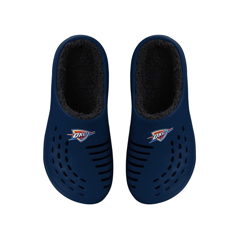 FOCO Men's NBA Sherpa Lined Big Logo Clog, Oklahoma City Thunder, Medium