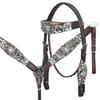 HILASON Western Horse Floral Snake Print Headstall Breast Collar Set Leather Brown | Tack for Horses view 1