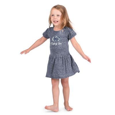 Little King NCAA Toddler Girls Knobby Dress-Cutest Fan-Penn State-Heathered Navy-3T