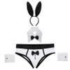 YiZYiF Men's Tuxedo Collared Role Play Costume Boxer Briefs Panties with Metal O Ring Outfits Set Bunny X-Large view 4