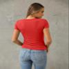 Abardsion Women's Casual Basic Going Out Crop Tops Slim Fit Short Sleeve Crew Neck Tight T Shirts 2026 (Big Red, M) view 4