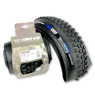 Pair of Vee Tire Flow Snap 24x2.40 Bicycle Tires with Folding Bead, Made with TC Tackee Compound, Tubeless Ready, Two Bike Tires Suitable for Junior Gravity All Mountain Enduro Bike