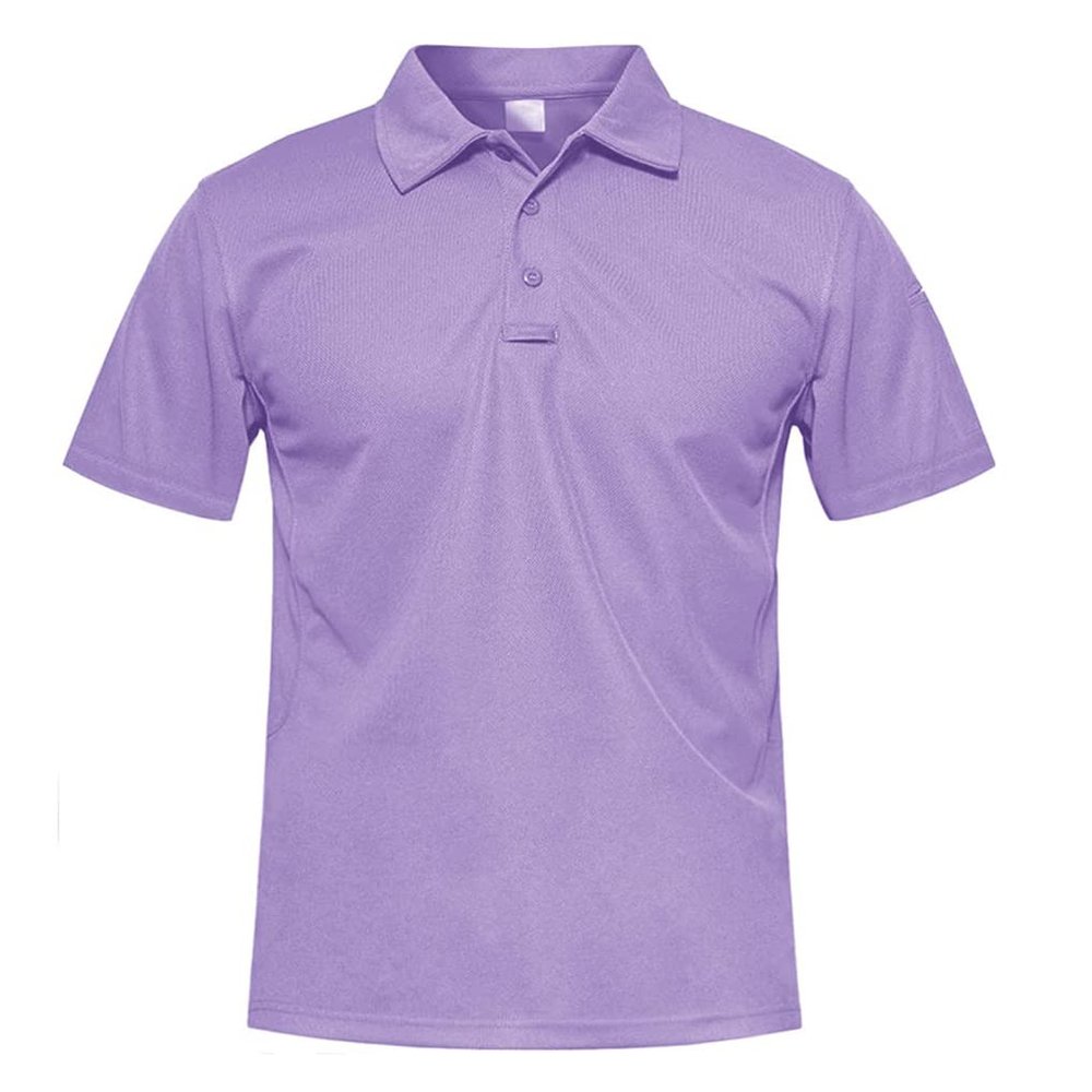 Dninmim Men's Solid Casual Short-Sleeved Collared Polo Shirt Summer Business Sports Hiking Fishing T-Shirt Light Purple