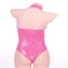 YiZYiF Women's Sexy Mock Neck Wet Look Leotard Zipper Crotch Bodysuit Catsuit Teddy Pink B Small view 3