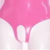 YiZYiF Women's Sexy Mock Neck Wet Look Leotard Zipper Crotch Bodysuit Catsuit Teddy Pink B Small view 4