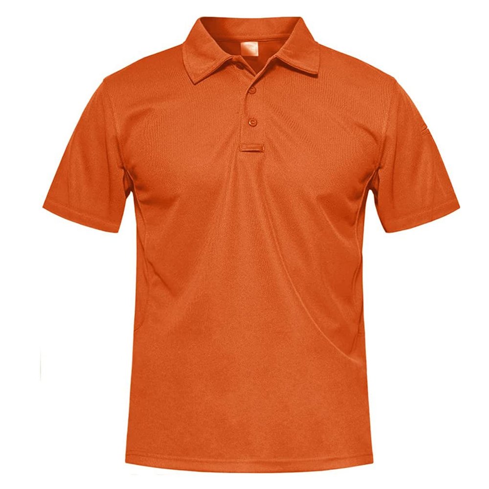 Dninmim Men's Solid Casual Short-Sleeved Collared Polo Shirt Summer Business Sports Hiking Fishing T-Shirt Orange