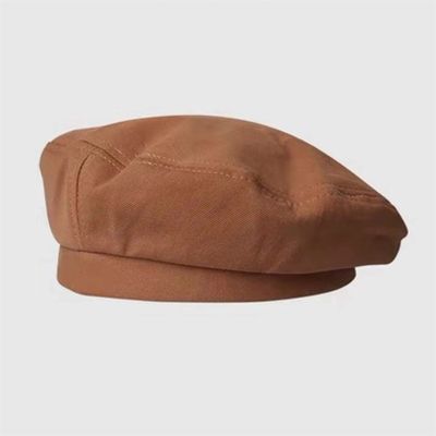 Women Girl Beret Artist Warm Cotton Octagonal Flat Cap Autumn Winter Beanie Hat Cap Vintage Beret Hats Solid Color Cap Travel Hat,Caramel Colour