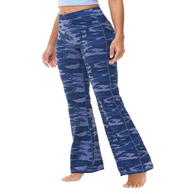 BUBBLELIME 29"/31"/33"/35"/37" 4 Styles Women's High Waist Bootcut Yoga Pants - Basic Printed_Navy_CAMO XL-33 Inseam