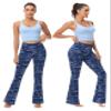 BUBBLELIME 29"/31"/33"/35"/37" 4 Styles Women's High Waist Bootcut Yoga Pants - Basic Printed_Navy_CAMO XL-33 Inseam view 2