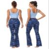 BUBBLELIME 29"/31"/33"/35"/37" 4 Styles Women's High Waist Bootcut Yoga Pants - Basic Printed_Navy_CAMO XL-33 Inseam view 3