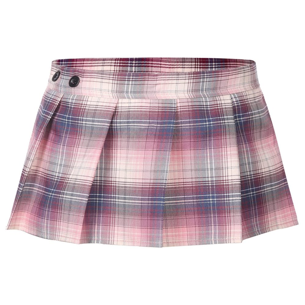 YiZYiF Women's Plaid Schoolgirl Short Skirt Bodycon Club Lingerie Pleated Mini Dress Pink B One Size