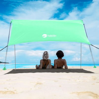 EasierHike Beach Shade Tent, 7  7.15 Ft Portable Easy Pop Up Beach Canopy, UPF50+ Sun Protection Shelter, Windproof & Water Resistant, Stable with 4 Sandbags & Windproof Cords, Perfect for Family