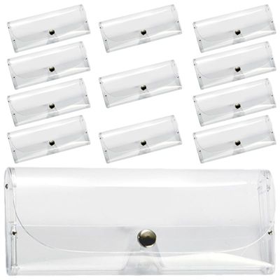 Angoily Transparent Eyeglasses Case 12pcs Sunglasses Clear Bag Buckle Portable Anti-scratch Eyeglass Box Lightweight Eyewear Sleeve Box for Travel
