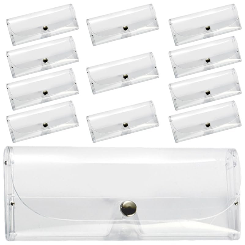 Angoily Transparent Eyeglasses Case 12pcs Sunglasses Clear Bag Buckle Portable Anti-scratch Eyeglass Box Lightweight Eyewear Sleeve Box for Travel