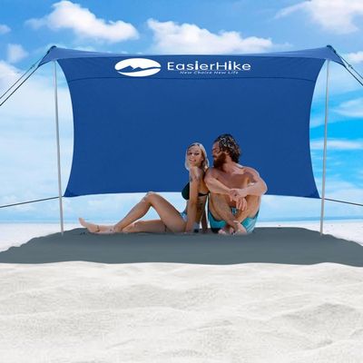 EasierHike Beach Shade Tent, 7  7.15 Ft Portable Easy Pop Up Beach Canopy, UPF50+ Sun Protection Shelter, Windproof & Water Resistant, Stable with 4 Sandbags & Windproof Cords, Perfect for Family