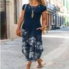AHAIJ Women Summer Casual Maxi Dress Floral Printed Loose Pockets Short Sleeve Split Boho Dresses (as1, Alpha, x_l, Regular, Regular, Blue Floral) view 2