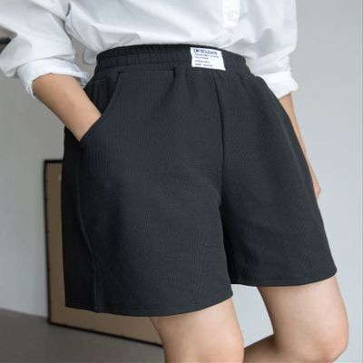 AKIOLOAS Women's Shorts Patch Detail Slant Pocket Shorts Women's Shorts Shorts for Women (Color : Black, Size : Small)