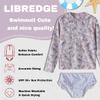 LIBREDGE Little Girls' Swim Rashguard Swimming Suit for Girls 6-7 Long Sleeve Swim Rash Guard Set Kids Swimwear Set Paisley Pattern/Light Purple 7Y view 4