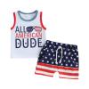 4th of July Toddler Boys Clothes Set Letter Print Tank Top Stars and Stripes Print Shorts Kids Boys Summer 2pcs (Letters & Glasses,0-6 Months) view 1