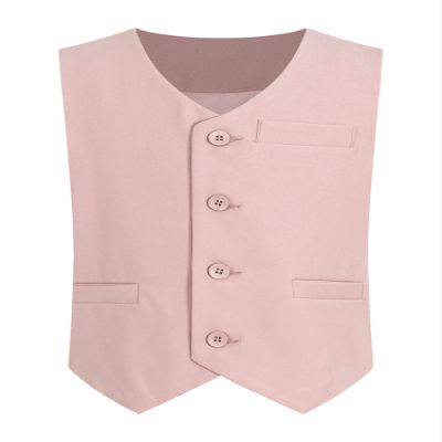 CHICTRY Kids Boys Gentleman Waistcoat Solid Color Button Down V Neck Party Suit Vest Pink 12-18 Months
