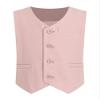 CHICTRY Kids Boys Gentleman Waistcoat Solid Color Button Down V Neck Party Suit Vest Pink 12-18 Months view 1