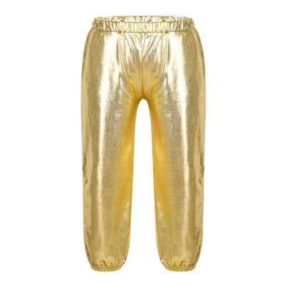 YEAHDOR Kids Girls Boys Sequins Hip Hop Jazz Dance Costumes Street Dance Pants Competition Trousers Metallic Gold 14-16