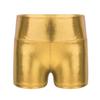 dPois Kids Girls Shiny Metallic Shorts High Waist Yoga Dance Booty Shorts Biketards Bike Dancewear Gold 4 Years view 1